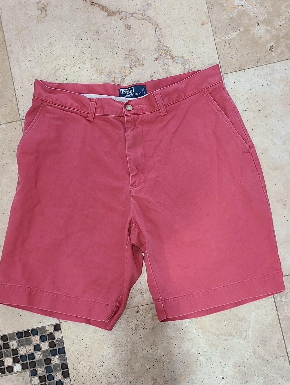 Polo by Ralph Lauren Coral-Red Flat Front Chino Shorts